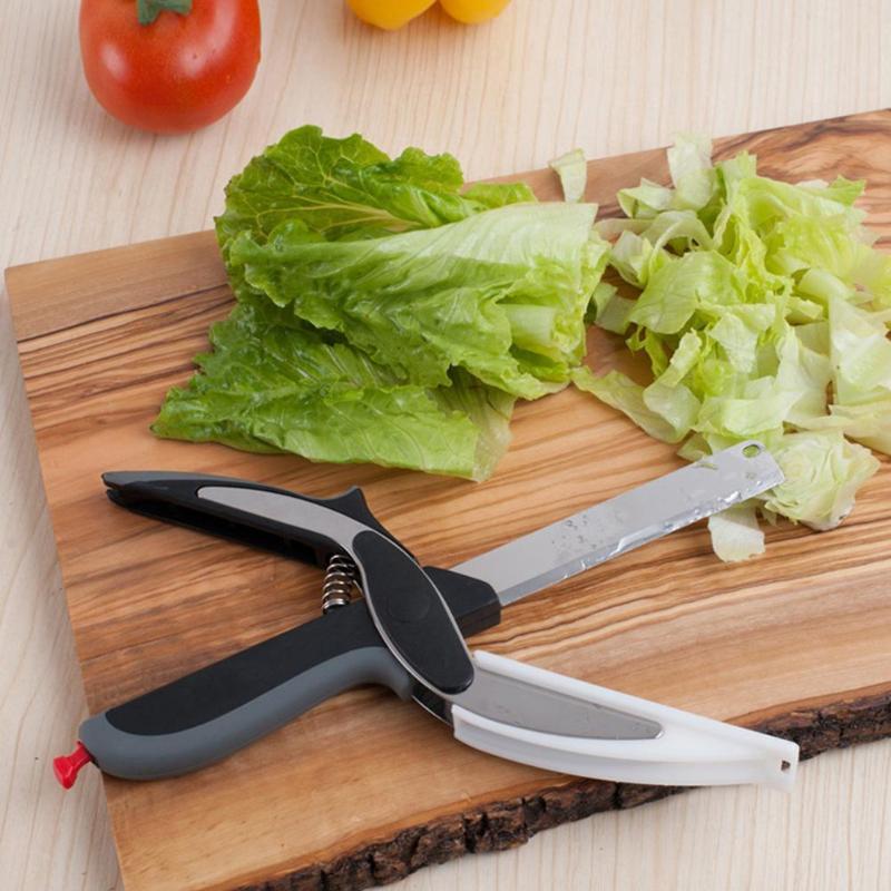 Tijeras de cocina y cuchillo con tabla 2 en 1 convertible