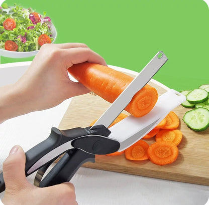 Tijeras de cocina y cuchillo con tabla 2 en 1 convertible