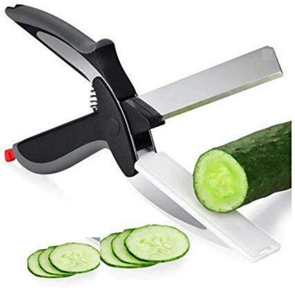 Tijeras de cocina y cuchillo con tabla 2 en 1 convertible